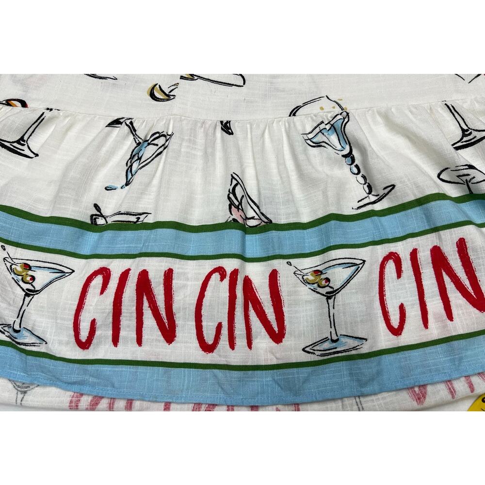 Paper Heart Cocktail Print Midi Dress Pockets Linen Blend Cin Cin NWOT Small - Picture 3 of 8